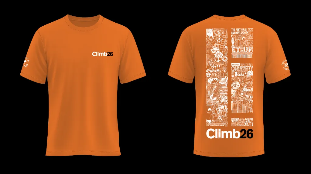 Climb26 T-Shirt (Small, Black, Orange)